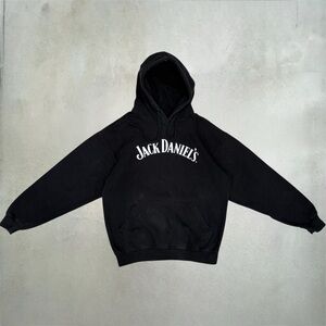 Jack‎ Daniel's Hoodie Mens XL Black Whiskey Graphic Pullover Distressed Old No 7